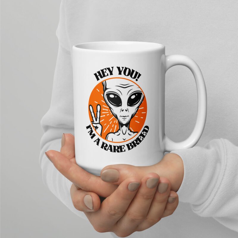 Ceramic coffee drinkware mug with funny text and alien picture printed on it - 15 oz