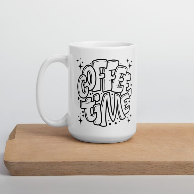 Coffee mug drinkware with text design - Coffee Time - Mug - 15 oz