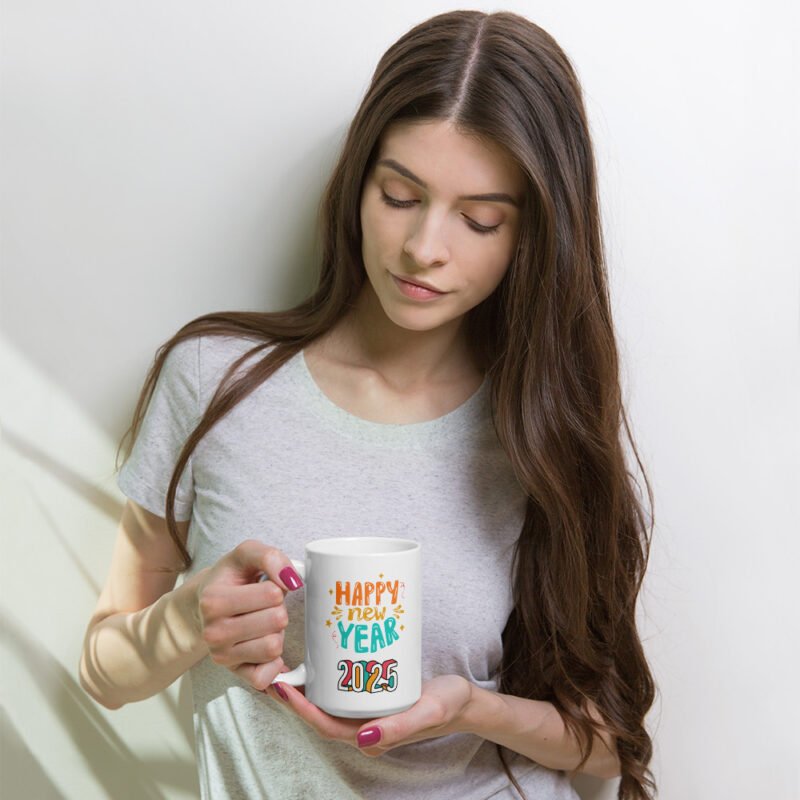 Happy New Year 2025 - Coffee mug - Ceramic white mug - Drinkware - 15 oz