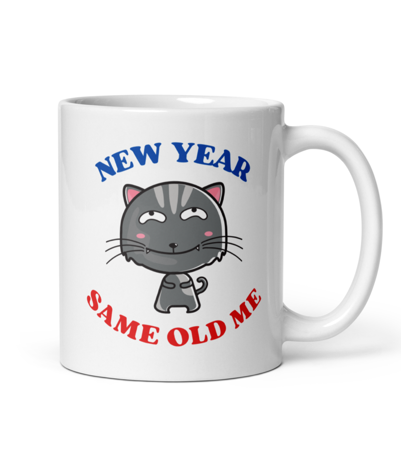 New Year coffee mug - Ceramic white coffee mug - Handle on right - 11 oz